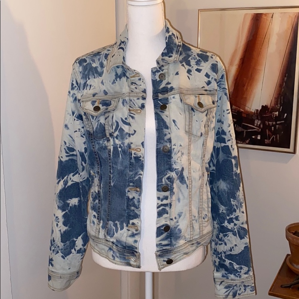Upcycled bleach dyed denim jacket